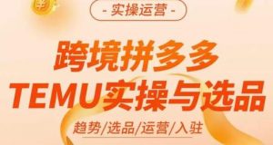 伍跃·跨境拼多多TEMU实操与选品,趋势/选品/运营/入住(27节完整)-最全项目网