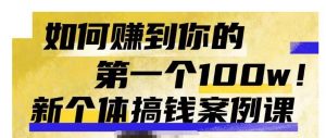 群响新个体钱搞案例库,可直以接抄作业的新体个搞钱案例库,如何赚到你的第一个100w-最全项目网
