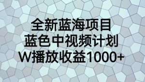 全新蓝海项目,蓝色中视频计划,1W播放量1000+【揭秘】-最全项目网