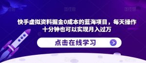 快手虚拟资料掘金0成本的蓝海项目,每天操作十分钟也可以实现月入过万【揭秘】-最全项目网