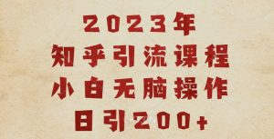 2023知乎引流课程,小白无脑操作日引200+【揭秘】-最全项目网