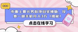 市面上最火男粉项目实操版,仅靠一部手机月入3万【揭秘】-最全项目网