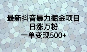 最新抖音暴力掘金项目,日涨万粉,一单变现500+【揭秘】-最全项目网