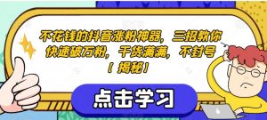 不花钱的抖音涨粉神器,三招教你快速破万粉,干货满满,不封号【揭秘】-最全项目网