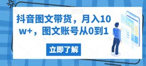 抖音图文带货,月入10w+,图文账号从0到1【揭秘】-最全项目网