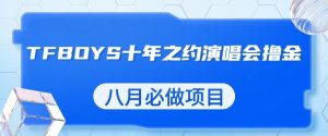 最新蓝海项目,靠最近非常火的TFBOYS十年之约演唱会流量掘金,八月必做的项目【揭秘】-最全项目网