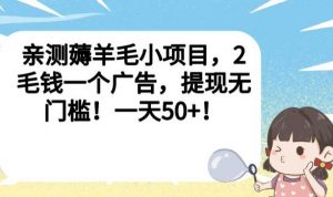 亲测薅羊毛小项目,2毛钱一个广告,提现无门槛!一天50+【揭秘】-最全项目网