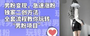 男粉变现,急速涨粉独家二创方法,全套流程教你玩转“男粉项目”【揭秘】-最全项目网