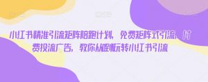 小红书精准引流矩阵陪跑计划,免费矩阵式引流,付费投流广告,教你从0到1玩转小红书引流-最全项目网