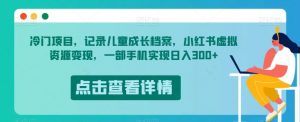 冷门项目,记录儿童成长档案,小红书虚拟资源变现,一部手机实现日入300+【揭秘】-最全项目网