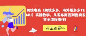 跨境电商(跨境多多、海外版多多TEMU)实操教学,从发布商品到售卖发货全流程操作!-最全项目网