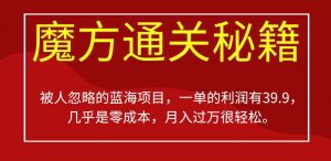 被人忽略的蓝海项目,魔方通关秘籍,一单的利润有39.9,几乎是零成本,月入过万很轻松【揭秘】-最全项目网