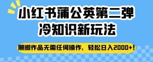 小红书蒲公英第二弹冷知识新玩法,照搬作品无需任何操作,轻松日入2000+【揭秘】-最全项目网