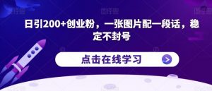 日引200+创业粉,一张图片配一段话,稳定不封号【揭秘】-最全项目网