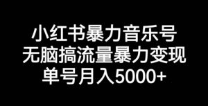 小红书暴力音乐号,无脑搞流量暴力变现,单号月入5000+-最全项目网
