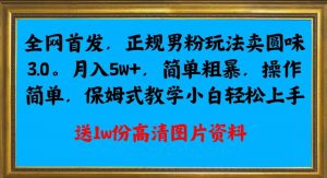 全网首发正规男粉玩法卖圆味3.0,月入5W+,简单粗暴,操作简单,保姆式教学,小白轻松上手-最全项目网