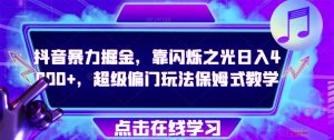 抖音暴力掘金,靠闪烁之光日入4000+,超级偏门玩法保姆式教学-最全项目网