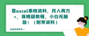 靠excel表格资料,月入两万+,保姆级教程,小白无脑做!(附带资料)【揭秘】-最全项目网