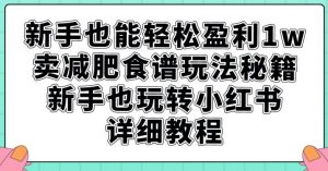新手也能轻松盈利1w,卖减肥食谱玩法秘籍,新手也玩转小红书详细教程【揭秘】-最全项目网