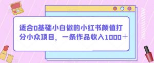 适合0基础小白做的小红书颜值打分小众项目,一条作品收入1000+【揭秘】-最全项目网