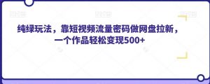 纯绿玩法,靠短视频流量密码做网盘拉新,一个作品轻松变现500+【揭秘】-最全项目网