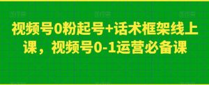 视频号0粉起号+话术框架线上课,视频号0-1运营必备课-最全项目网