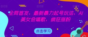 全网首发,最新暴力起号玩法,AI美女会唱歌,疯狂涨粉【揭秘】-最全项目网
