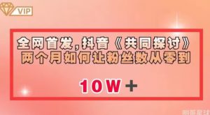 全网首发,抖音《共同探讨》两个月如何让粉丝数从零到10w【揭秘】-最全项目网