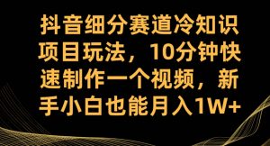 抖音细分赛道冷知识项目玩法,10分钟快速制作一个视频,新手小白也能月入1W+【揭秘】-最全项目网