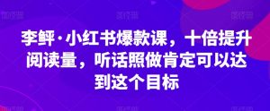 李鲆·小红书爆款课，十倍提升阅读量，听话照做肯定可以达到这个目标-最全项目网