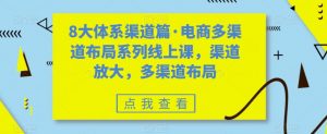 8大体系渠道篇·电商多渠道布局系列线上课，渠道放大，多渠道布局-最全项目网
