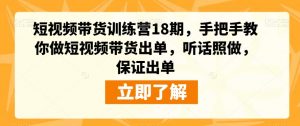 短视频带货训练营18期，手把手教你做短视频带货出单，听话照做，保证出单-最全项目网