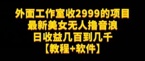 外面工作室收2999的项目最新美女无人撸音浪日收益几百到几千【教程+软件】(仅揭秘)-最全项目网