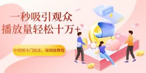 中视频冷门玩法，一秒吸引观众，播放量轻松十万+，保姆级教程【揭秘】-最全项目网