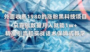 外面收费1980的涨粉黑科技项目，只靠做数据月入就能1w+【揭秘】-最全项目网
