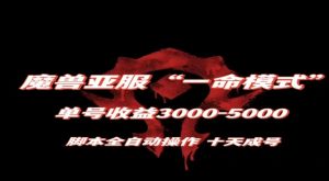 魔兽亚服一命模式，10天成号-单号3千-5千，脚本全自动操作，保姆级教学【揭秘】-最全项目网