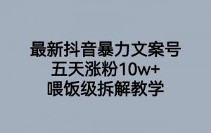 最新抖音暴力文案号，五天涨粉10w+，喂饭级拆解教学-最全项目网