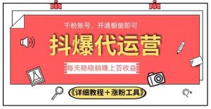 2023抖爆代运营,单号日躺赚300,简单易操作做无上限【揭秘】-最全项目网