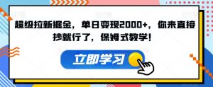 超级拉新掘金,单日变现2000+,你来直接抄就行了,保姆式教学!【揭秘】-最全项目网