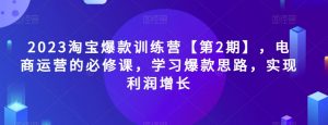 2023淘宝爆款训练营【第2期】，电商运营的必修课，学习爆款思路，实现利润增长-最全项目网