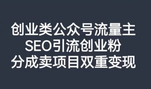 创业类公众号流量主,SEO引流创业粉,分成卖项目双重变现【揭秘】-最全项目网