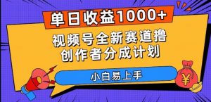 单日收益1000+，视频号全新赛道撸创作者分成计划，小白易上手【揭秘】-最全项目网