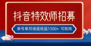 全网首发抖音特效师最新玩法,单号保底收益1500+,可多账号操作,每天操作十分钟【揭秘】-最全项目网