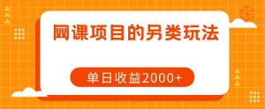 网课项目的另类玩法,单日收益2000+【揭秘】-最全项目网