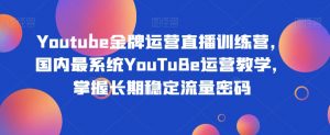 Youtube金牌运营直播训练营，国内最系统YouTuBe运营教学，掌握长期稳定流量密码-最全项目网