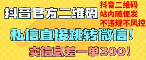 价值3000的技术！抖音二维码直跳微信！站内无限发不违规！-最全项目网