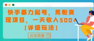 快手暴力起号,男粉变现项目,一天收入500+【详细玩法】【揭秘】-最全项目网