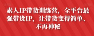 素人IP带货训练营,全平台最强带货IP,让带货变得简单、不再神秘-最全项目网