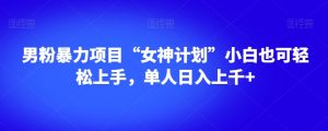 男粉暴力项目“女神计划”小白也可轻松上手，单人日入上千+【揭秘】-最全项目网