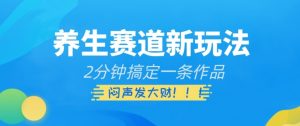 养生赛道新玩法,2分钟搞定一条作品,闷声发大财【揭秘】-最全项目网